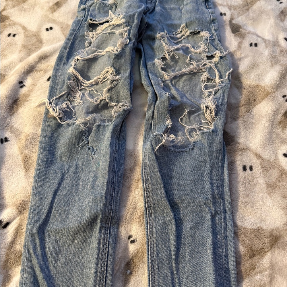 American Eagle Outfitters Light Blue Distressed Skinny Jeans